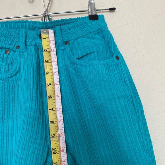 Free People X‎ Ragged Priest jumbo Corduroy Dad Jeans TURQUOISE size 24 - Picture 12 of 13